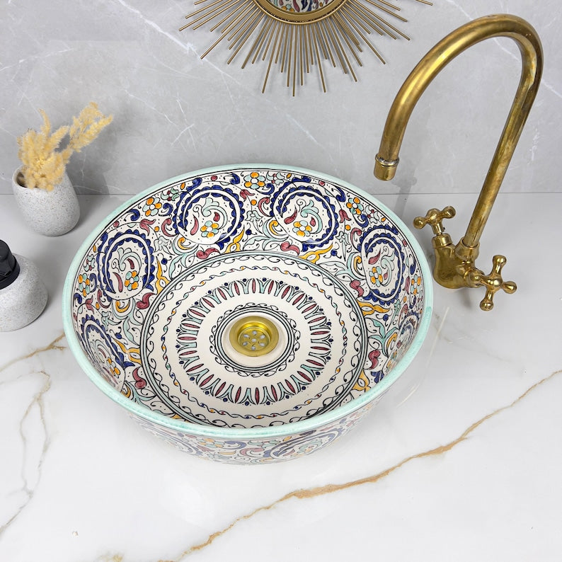 Marokkanisches Keramikwaschbecken im orientalischen Stil #267