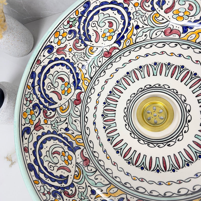 Marokkanisches Keramikwaschbecken im orientalischen Stil #267