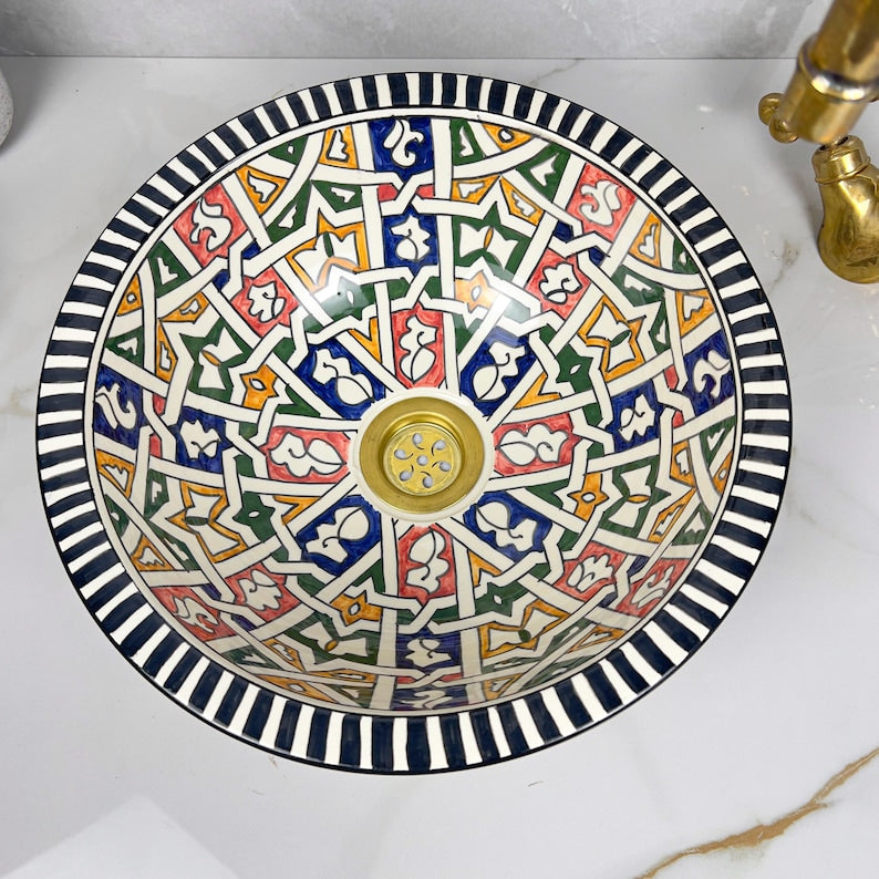 Marokkanisches Keramikwaschbecken im orientalischen Stil #253
