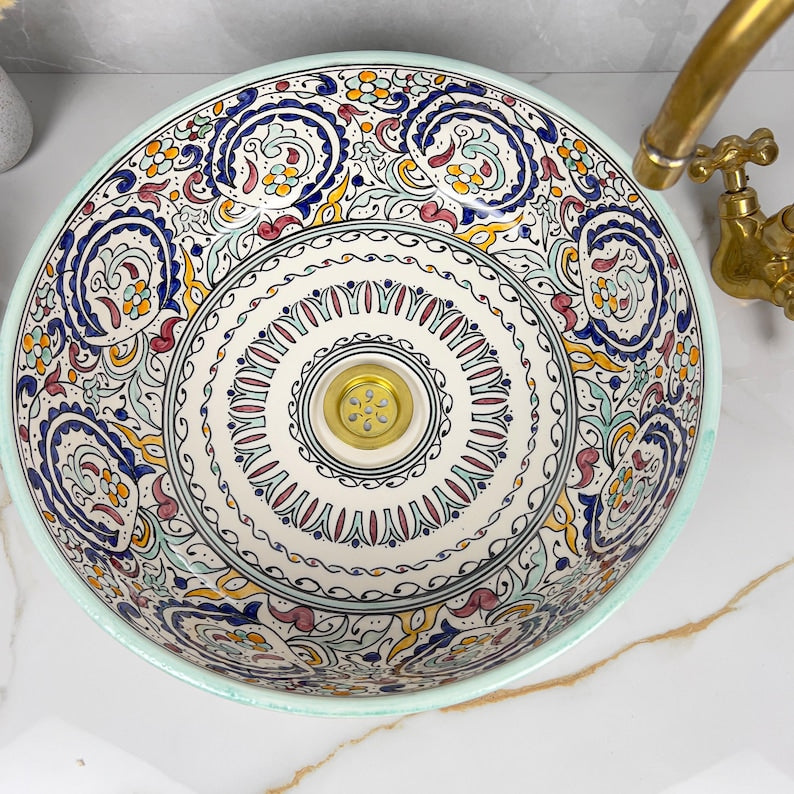 Marokkanisches Keramikwaschbecken im orientalischen Stil #267
