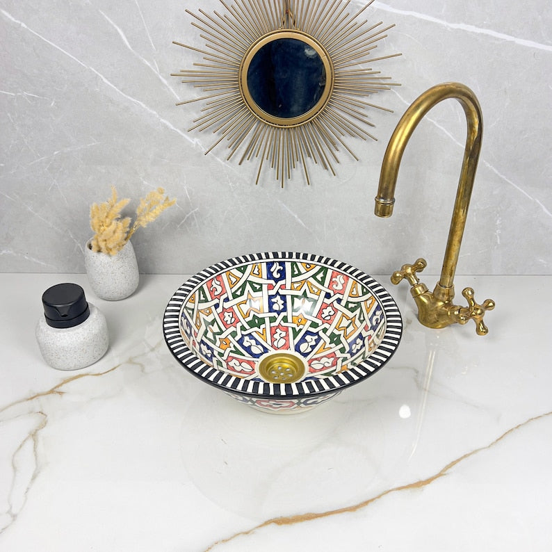 Marokkanisches Keramikwaschbecken im orientalischen Stil #253
