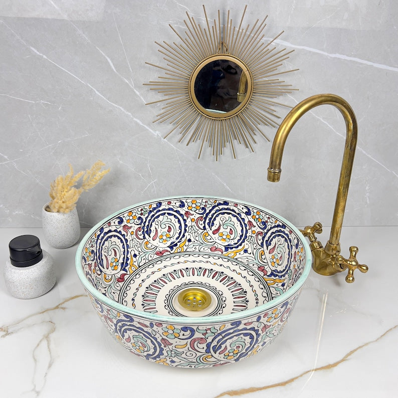 Marokkanisches Keramikwaschbecken im orientalischen Stil #267