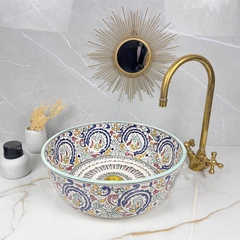Marokkanisches Keramikwaschbecken im orientalischen Stil #267
