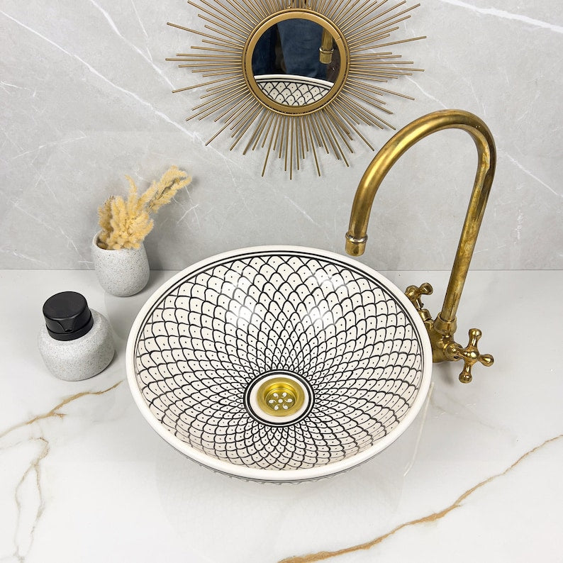 Marokkanisches Keramikwaschbecken im orientalischen Stil #251