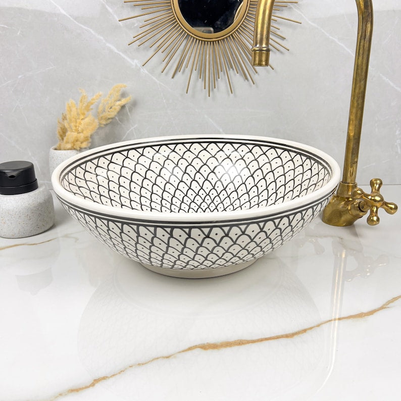 Marokkanisches Keramikwaschbecken im orientalischen Stil #251