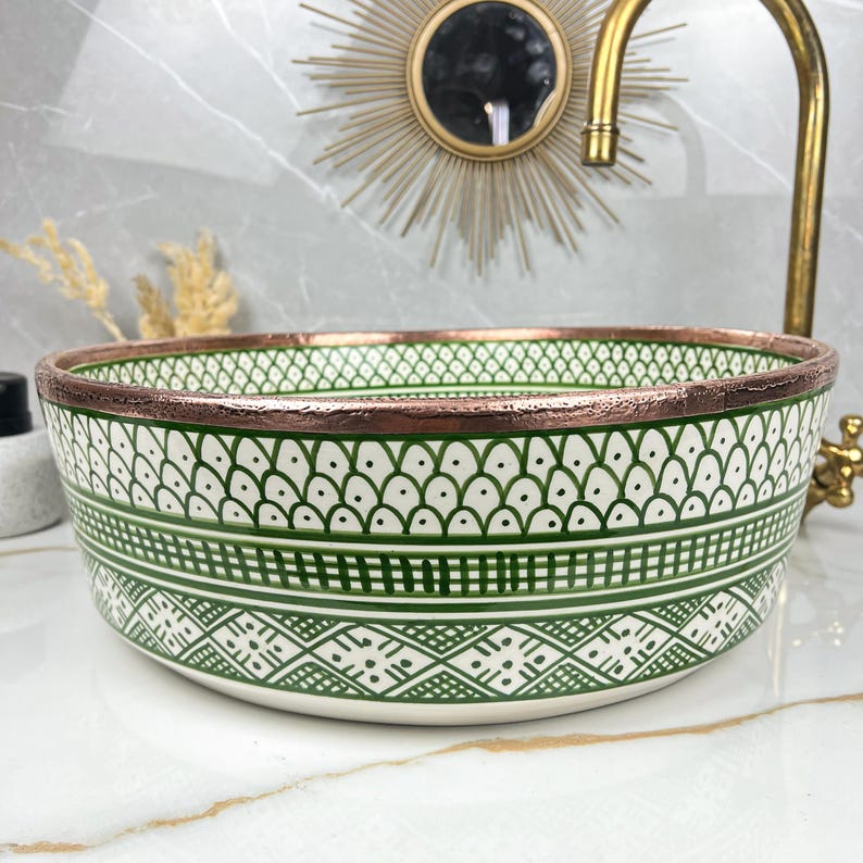 Moroccan Sink with brass rim #227