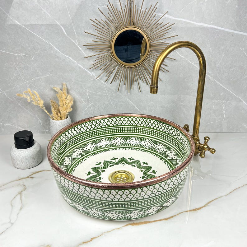 Moroccan Sink with brass rim #227