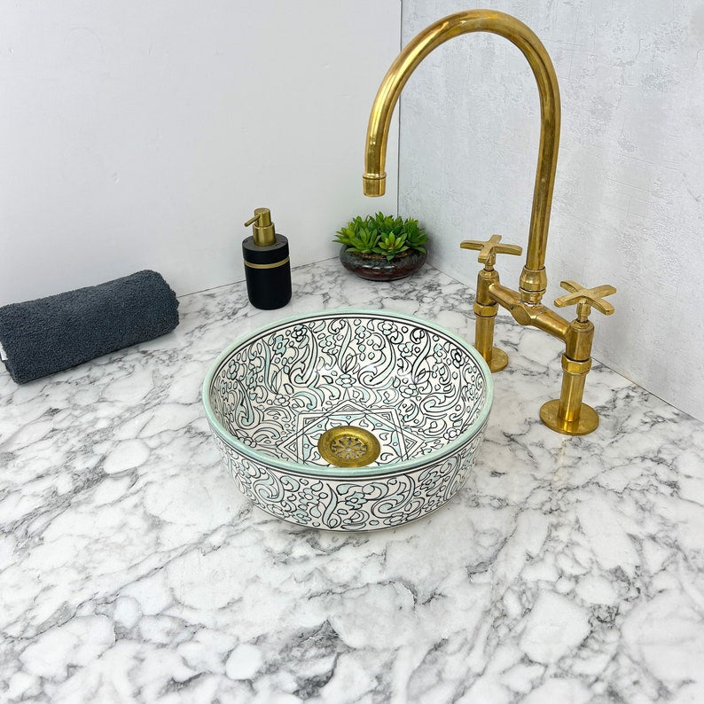 Marokkanisches Keramikwaschbecken im orientalischen Stil #171