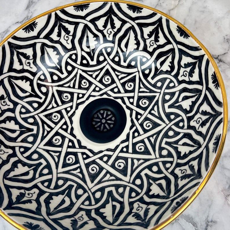 Vasque Marocaine Royale - Rebord doré 14k carats #53N