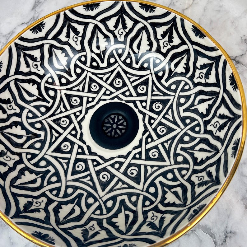 Vasque Marocaine Royale - Rebord doré 14k carats #53N