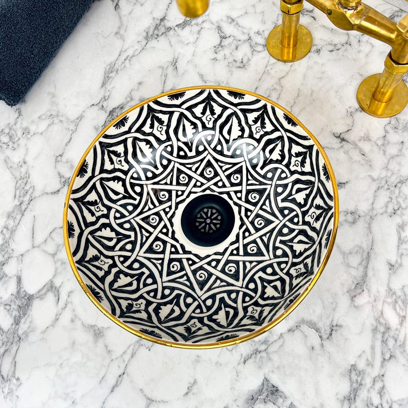 Vasque Marocaine Royale - Rebord doré 14k carats #53N