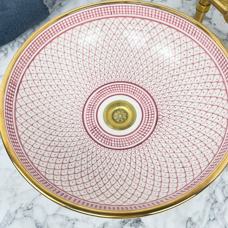 Royal Moroccan Sink - 14k golden rim #53T