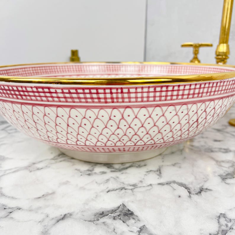 Royal Moroccan Sink - 14k golden rim #53T