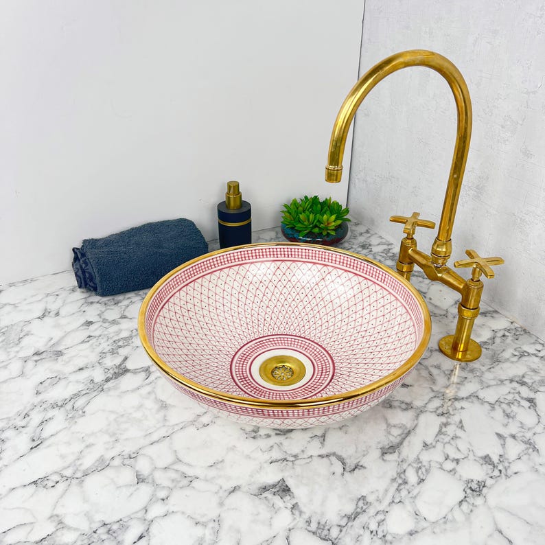 Royal Moroccan Sink - 14k golden rim #53T