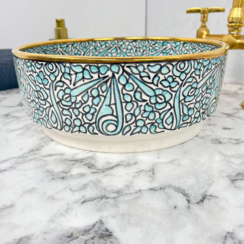 Royal Moroccan Sink - 14k golden rim #53V