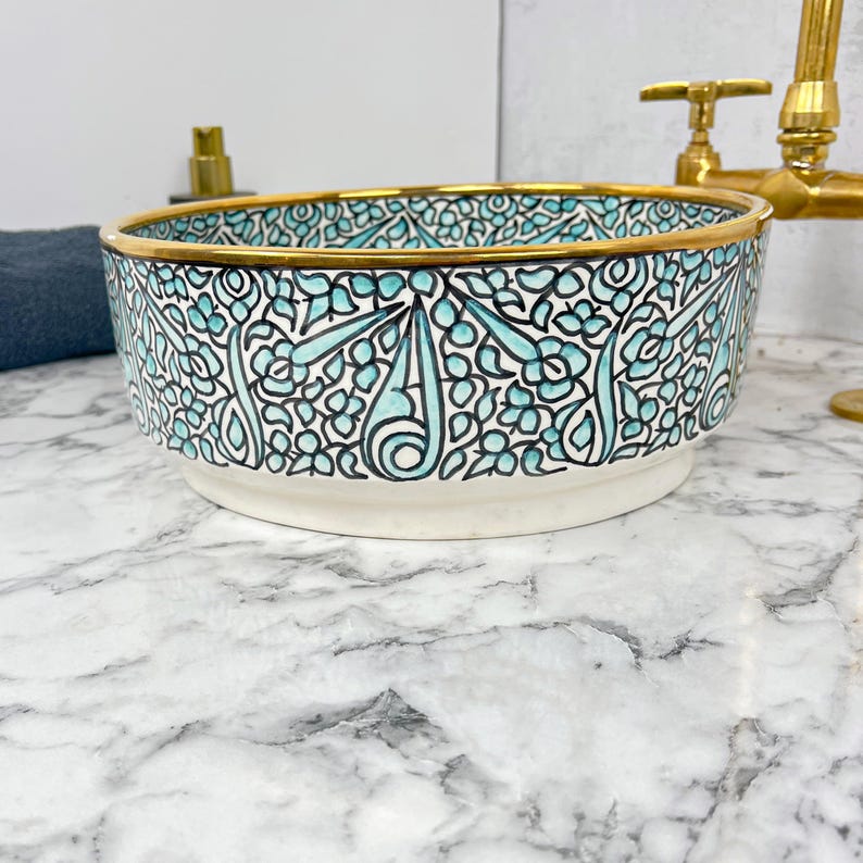 Royal Moroccan Sink - 14k golden rim #53V