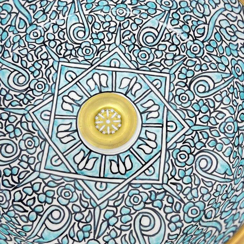 Royal Moroccan Sink - 14k golden rim #53V