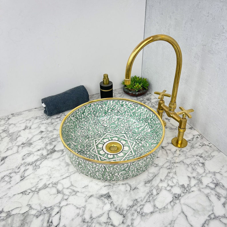 Royal Moroccan Sink - 14k golden rim #53W