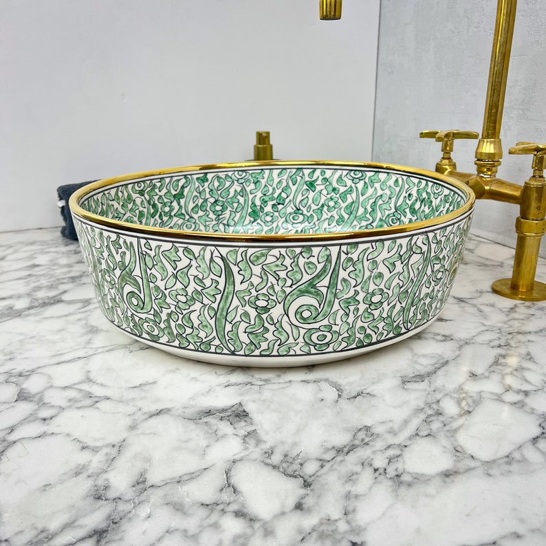 Royal Moroccan Sink - 14k golden rim #53W