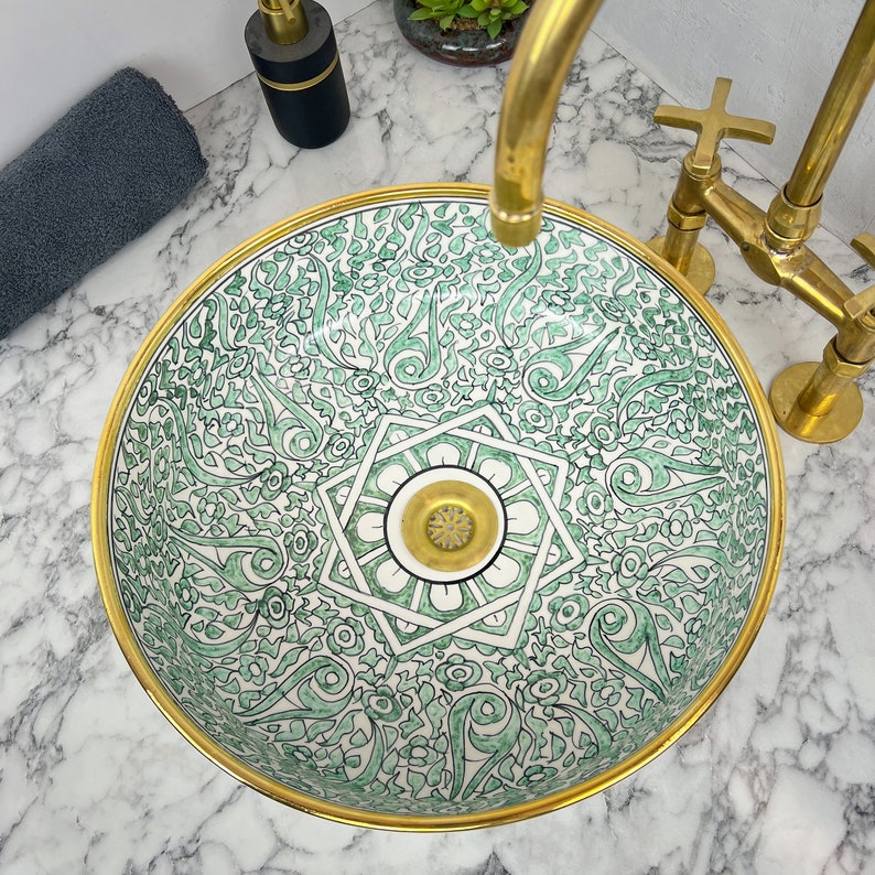 Royal Moroccan Sink - 14k golden rim #53W