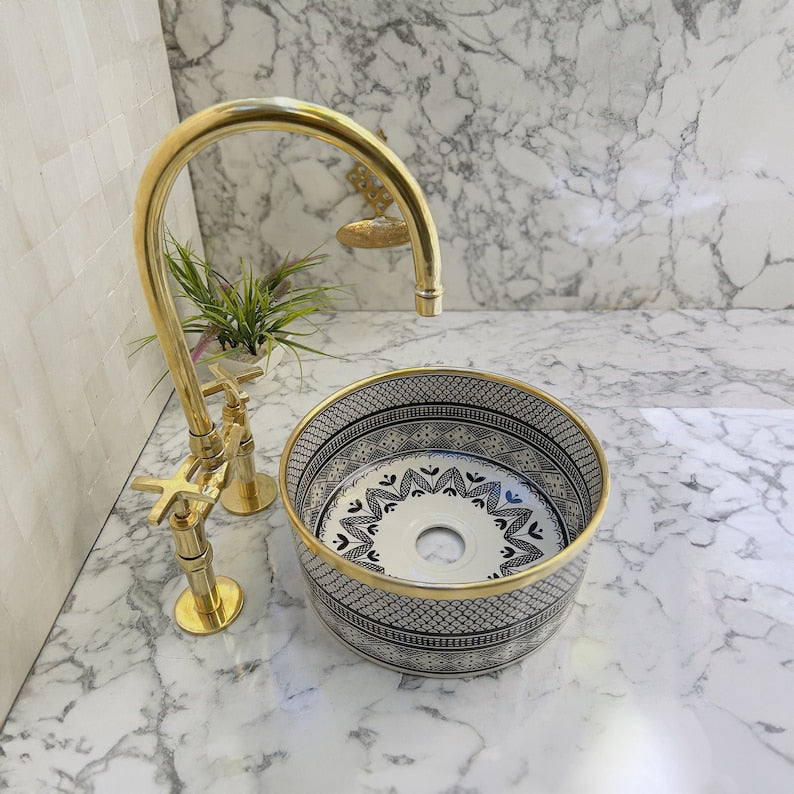 Moroccan Sink with brass rim #54A