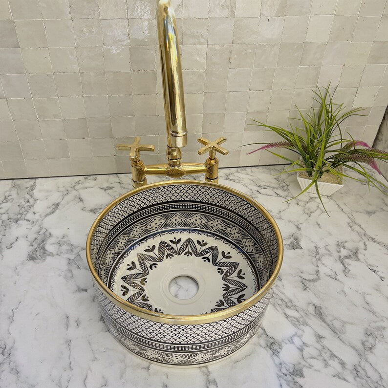 Moroccan Sink with brass rim #54A