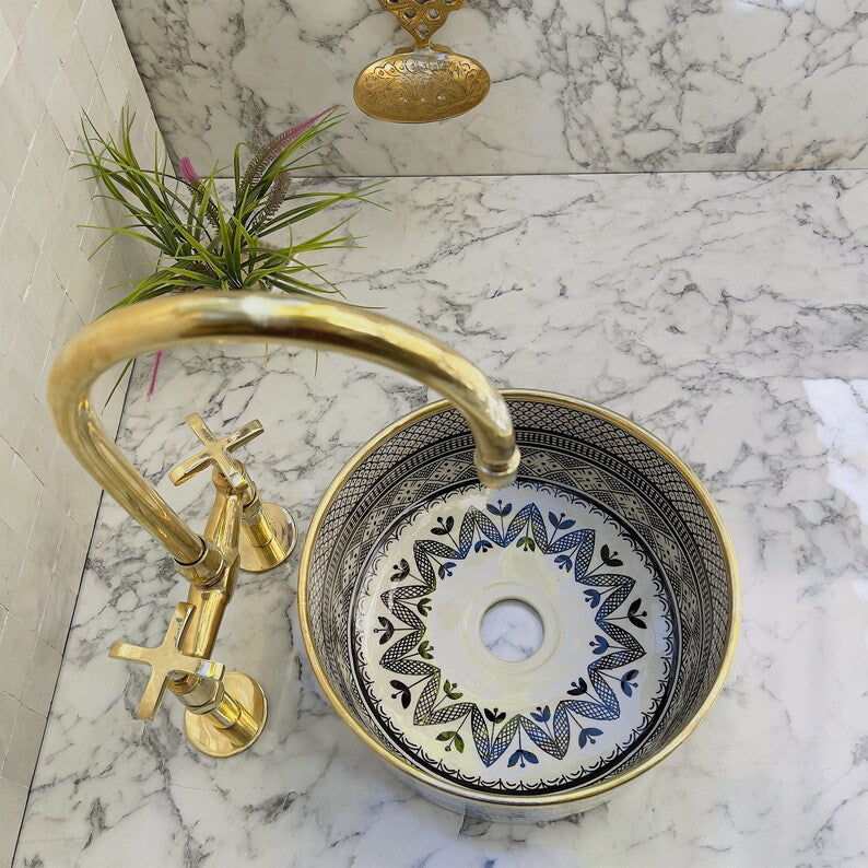 Moroccan Sink with brass rim #54A