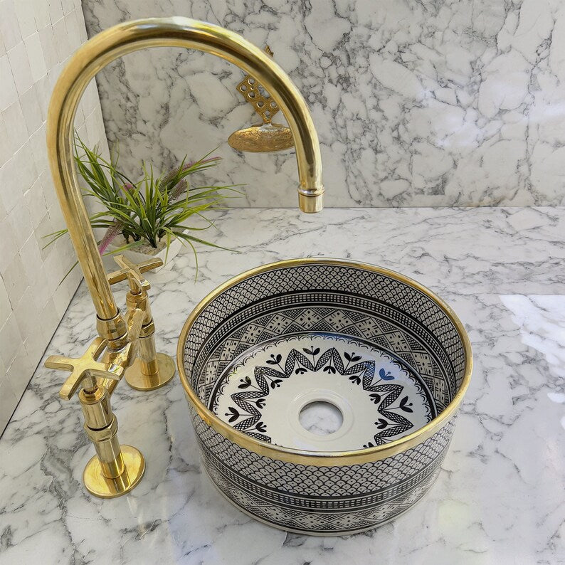 Moroccan Sink with brass rim #54A