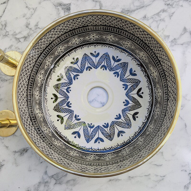 Moroccan Sink with brass rim #54A