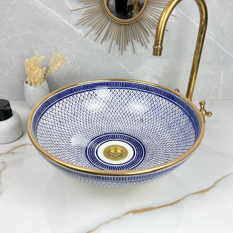 Königliches marokkanisches Becken – 14 Karat Goldrand Nr. 218