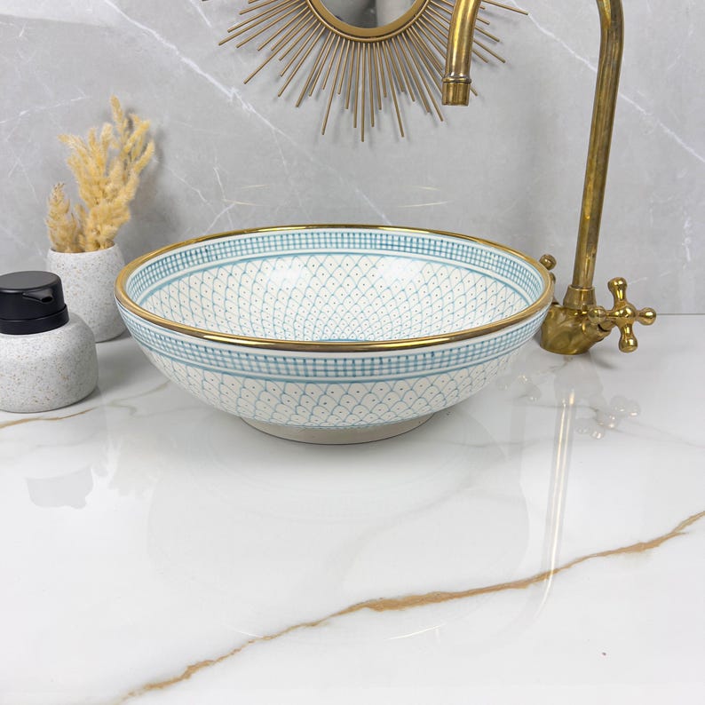 Königliches marokkanisches Becken – 14 Karat Goldrand Nr. 219