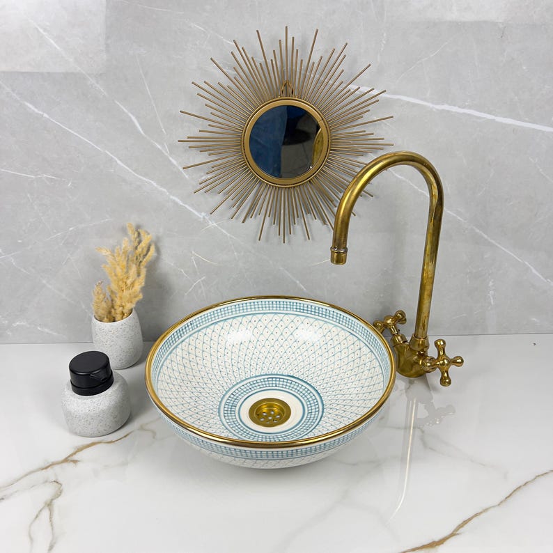 Königliches marokkanisches Becken – 14 Karat Goldrand Nr. 219