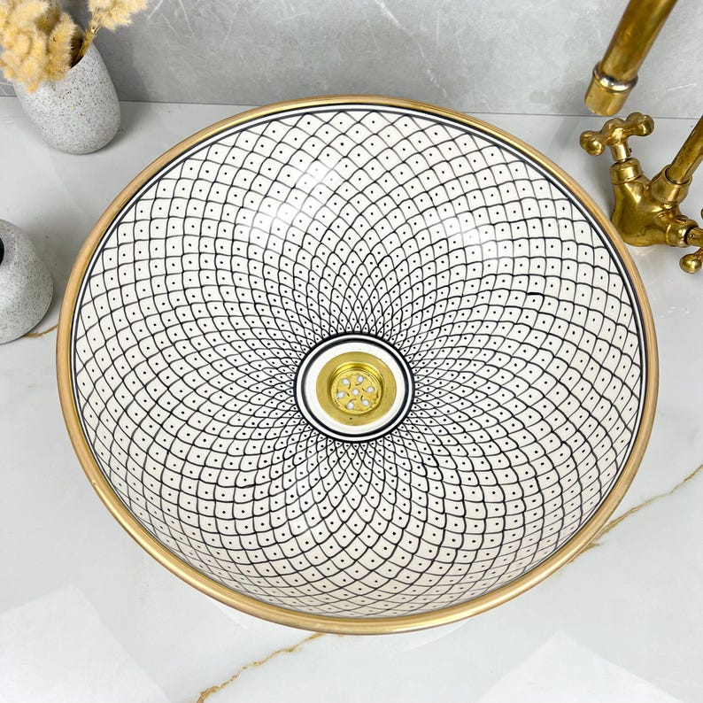 Königliches marokkanisches Becken – 14 Karat Goldrand Nr. 222