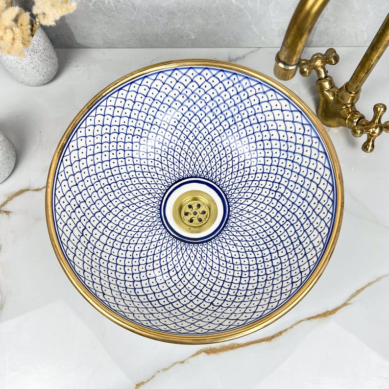 Königliches marokkanisches Becken – 14 Karat Goldrand Nr. 214