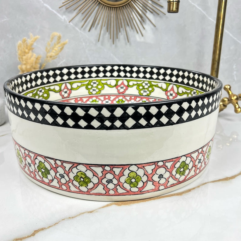 Marokkanisches Keramikwaschbecken im orientalischen Stil #246