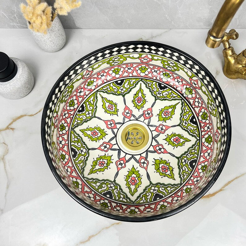 Marokkanisches Keramikwaschbecken im orientalischen Stil #246