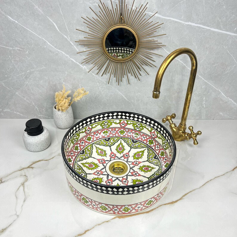 Marokkanisches Keramikwaschbecken im orientalischen Stil #246