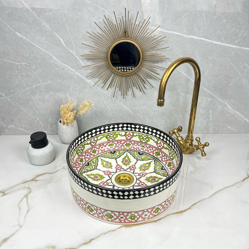 Marokkanisches Keramikwaschbecken im orientalischen Stil #246