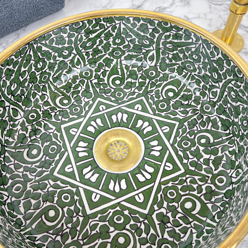 Vasque Marocaine Royale - Rebord doré 14k carats #53G