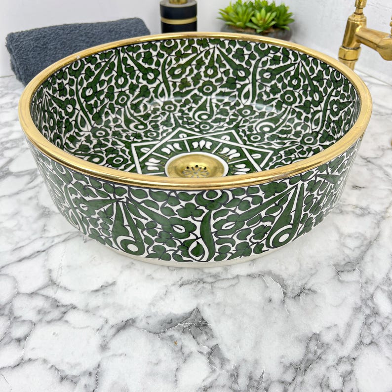 Vasque Marocaine Royale - Rebord doré 14k carats #53G