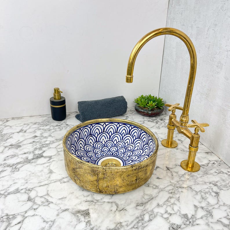Moroccan Sink with brass rim #55D