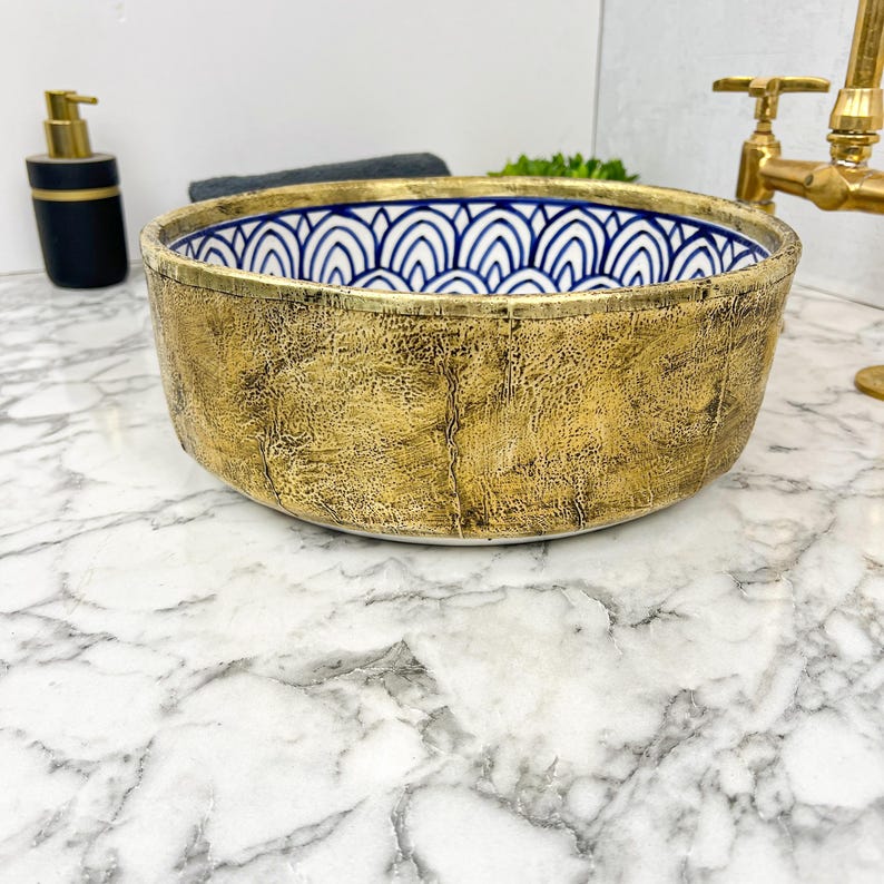 Moroccan Sink with brass rim #55D