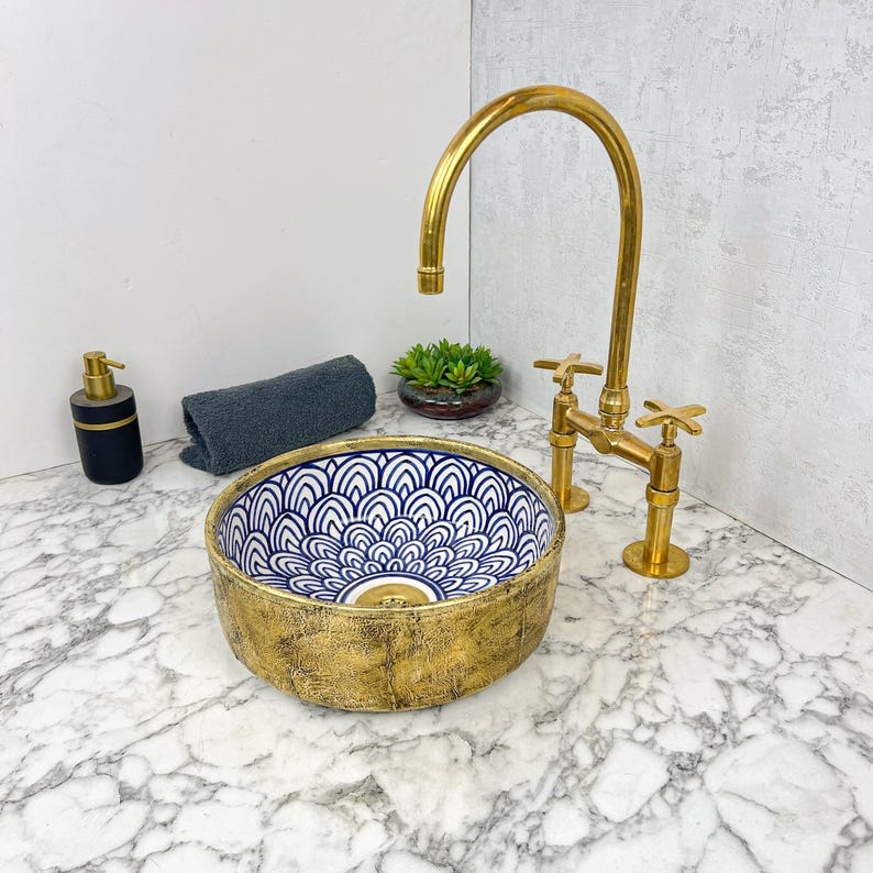 Moroccan Sink with brass rim #55D