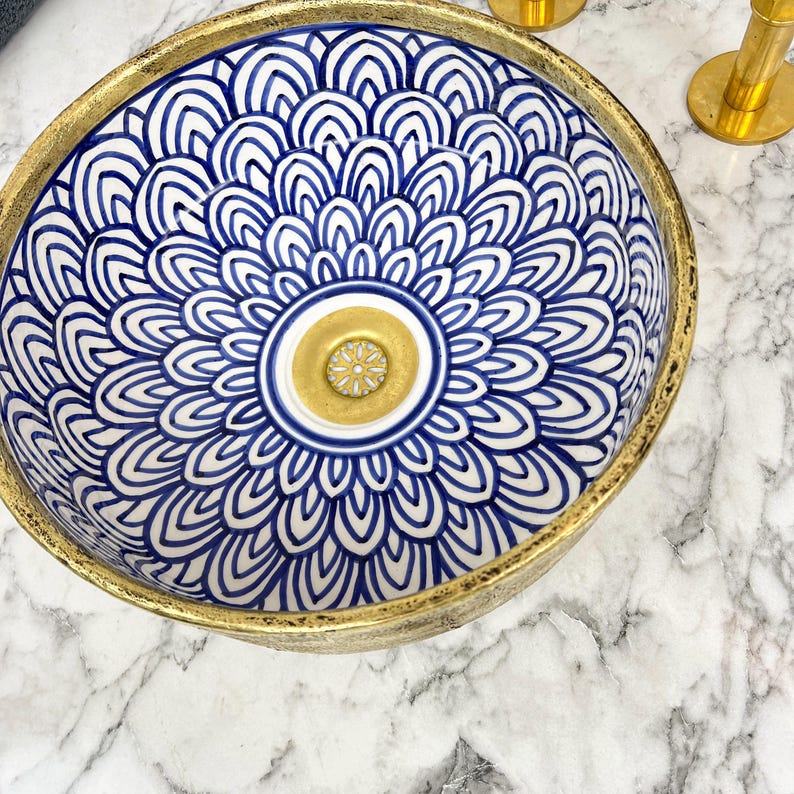 Moroccan Sink with brass rim #55D