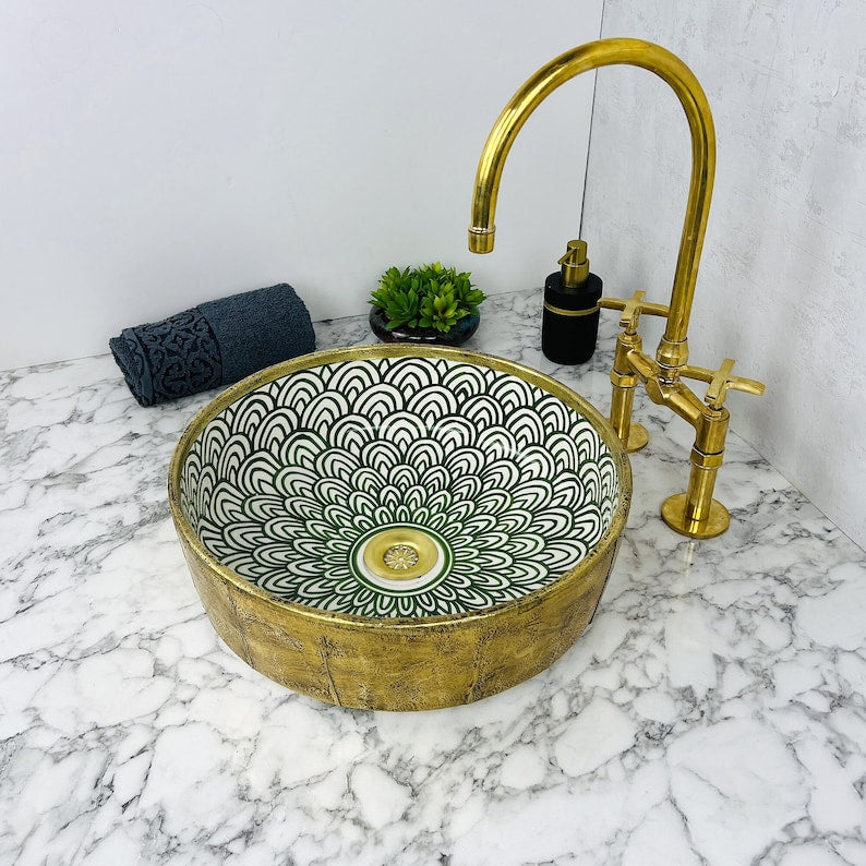 Moroccan Sink with brass rim #55E