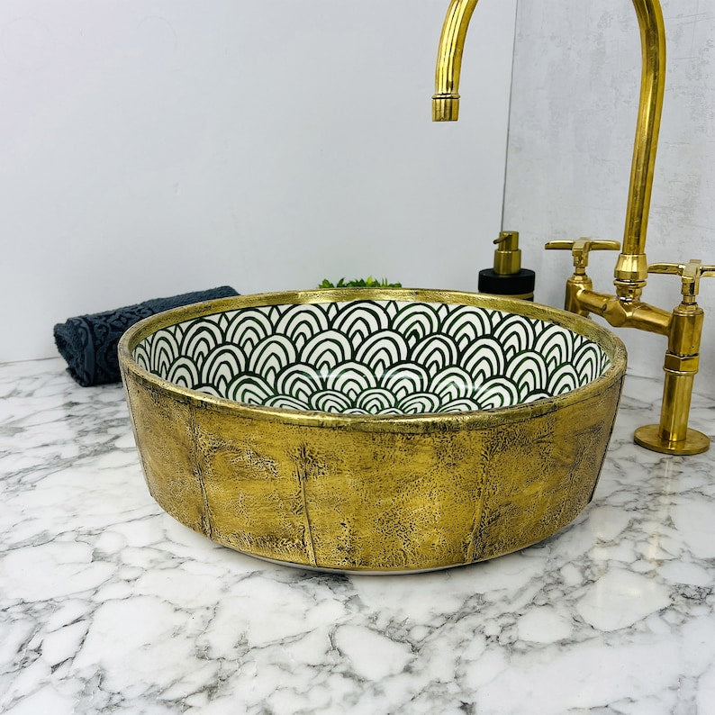 Moroccan Sink with brass rim #55E