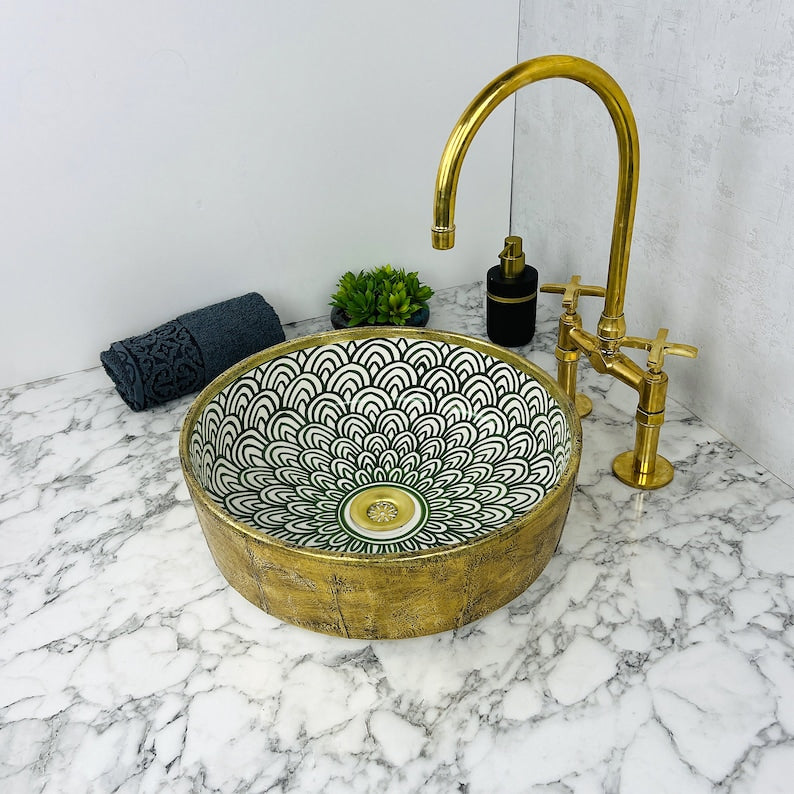 Moroccan Sink with brass rim #55E