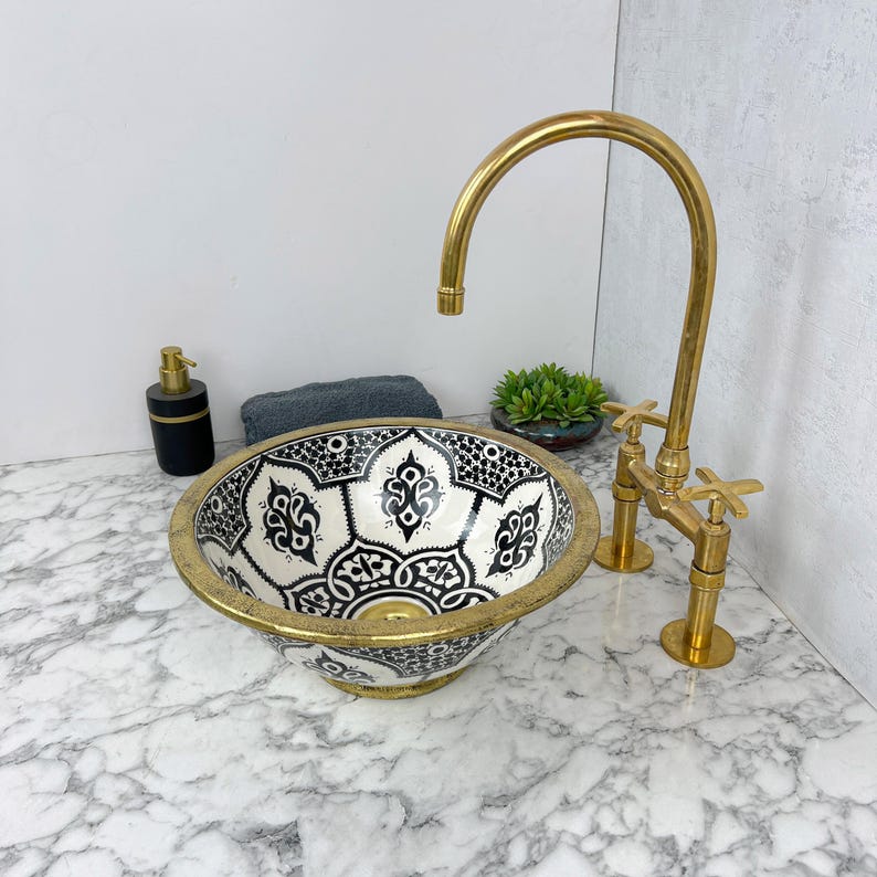 Moroccan Sink with brass rim #55F