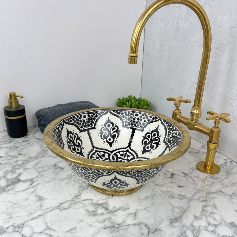 Moroccan Sink with brass rim #55F
