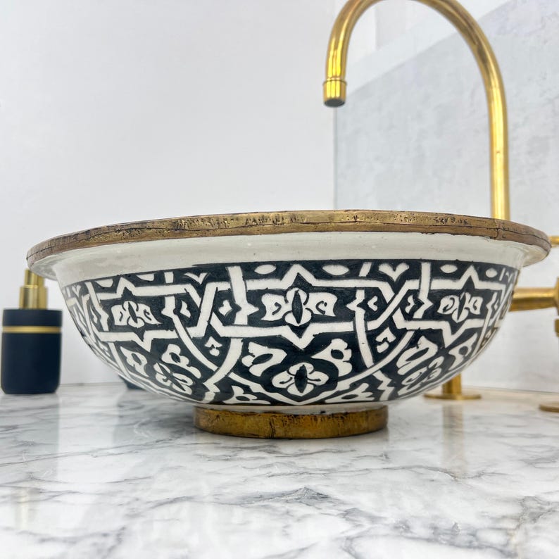 Moroccan Sink with brass rim #55G